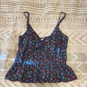 Patrons of Peace Blue and Red Sleeveless Bustier Peplum Camisole